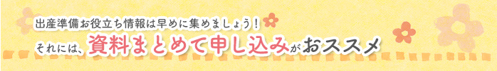 出産準備お役立ち情報は早めに集めましょう！それには、資料まとめて申し込みがおススメ