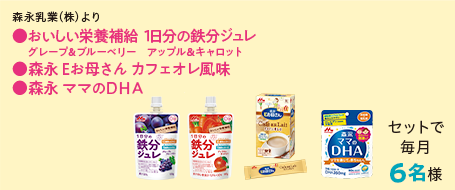 おいしい栄養補給1日分の鉄分ジュレ　森永Eお母さんカフェオレ風味　森永ママのDHA